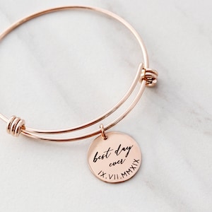 Date Bangle Bracelet Date Bracelet Wedding Date Bangle Anniversary Date Bracelet Bridesmaid Gift Personalized Gift 19 13 SLD image 5