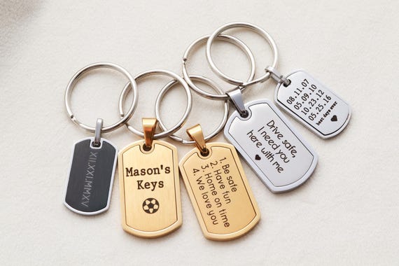 Custom Engraved Keychain - Personalized Keychain, Name Keychain, Custom Text Keychain, Gift for Him, New Driver Gift, Gift for Teens MXE2