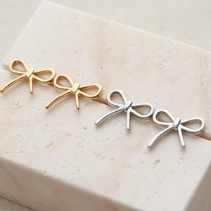Bow Earrings, Bow Stud Earrings, Trendy Earrings, Hypoallergenic, Waterproof, Ribbon Earrings, Post Earrings, Gift for Her Christmas LUMA image 9