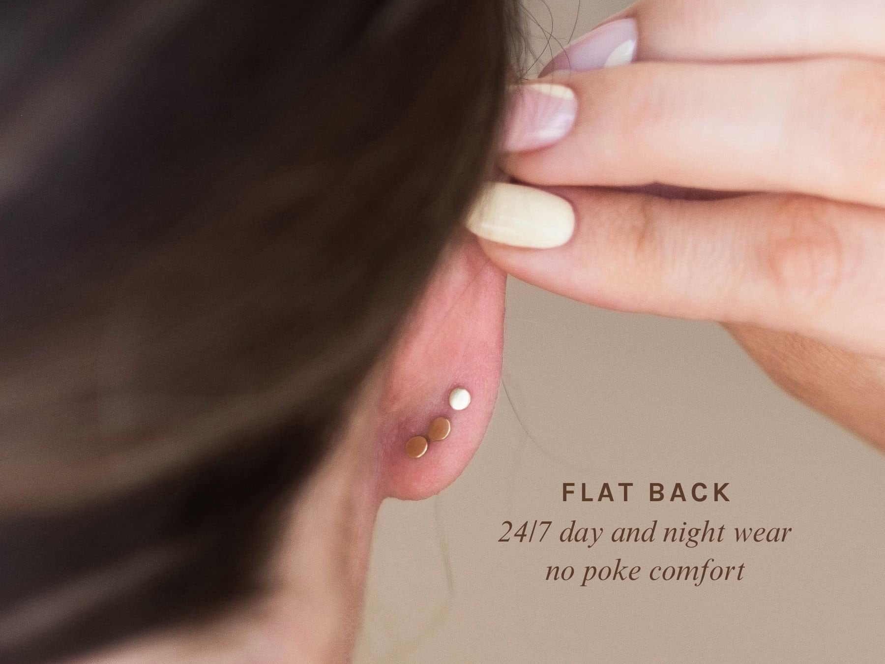 CZ Moon Flat Back Stud - Titanium Flat Backs, Flat Back