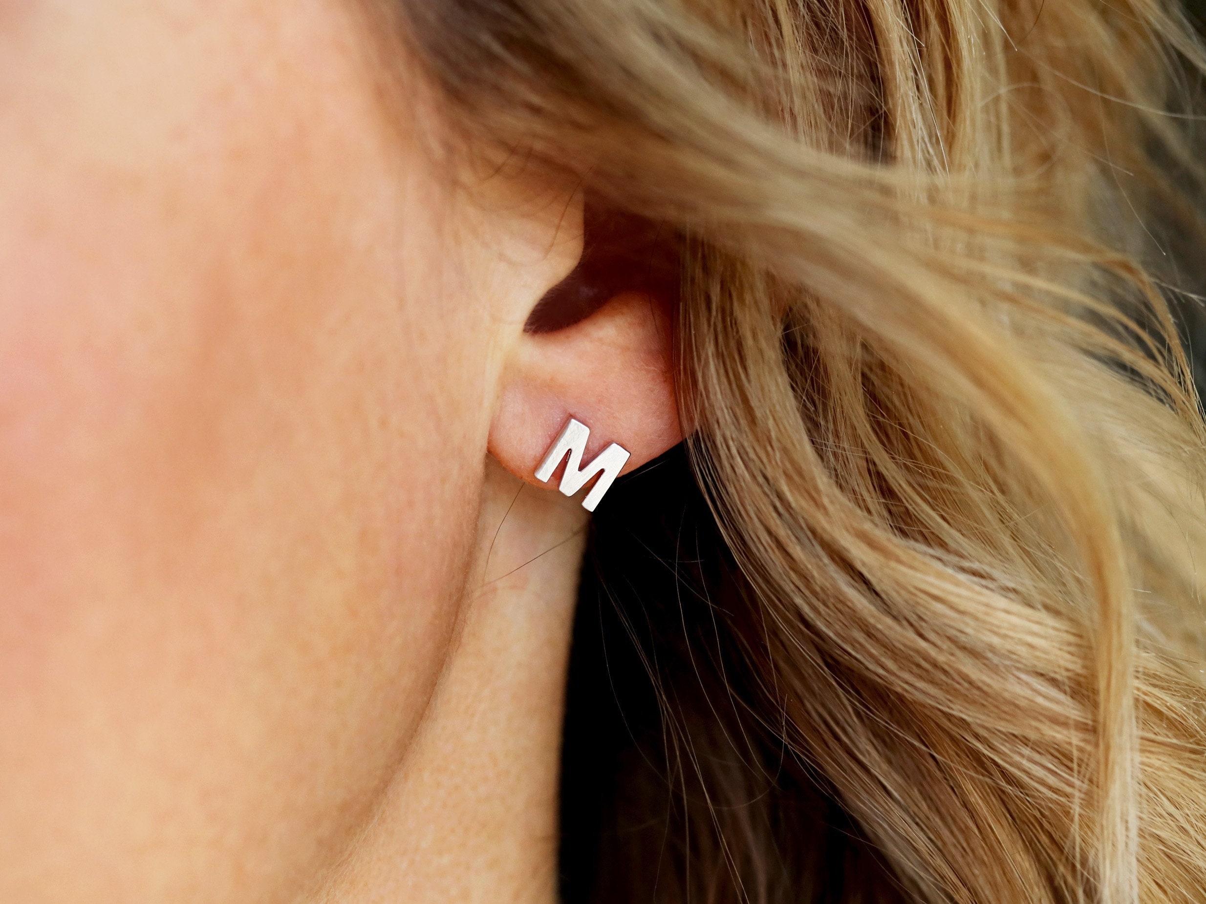 Capital Letter Monogram Stud Earrings oNecklace