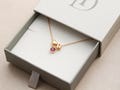 Birthstone Necklace • Tiny Letter Necklace • Initial & Birthstone • Flower Girl Gift • Charm Necklace, Personalized Charm Necklace BSI GZ