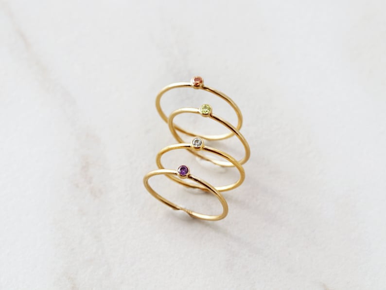 Birthstone Stacking Rings Stackable Rings Dainty Ring Minimalist Mothers Rings Gift for Her Midi Rings Christmas Gift RNG image 5