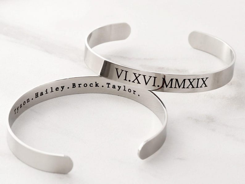 Gift for Him • Men's Cuff Bracelet • Men's Personalized Bracelet • Groom Gift • Men's Bracelet • Custom Engraved Cuff • Custom Mens, ECB image 3