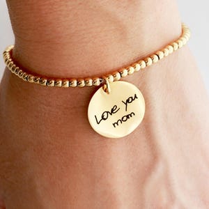 Handwriting Bracelet • Memorial Bracelet • Actual Handwriting • Remembrance Gift • Grieving Gift • Actual Signature • Engraved Bracelet HND image 1