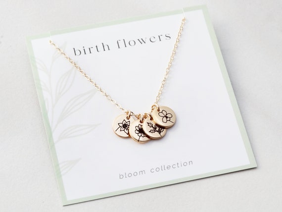 Wholesale Personalized Birth Month Flower Necklace, Mother Day