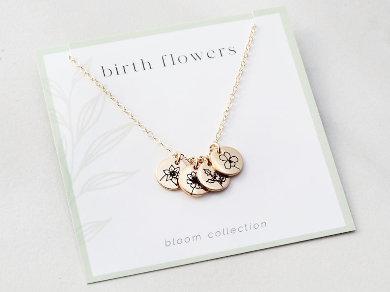 Flowers Necklace Mom Necklace Mothers Day Gift Personalized Gift Floral Necklace Christmas Gift for Mom Dainty Necklace 38 MXE