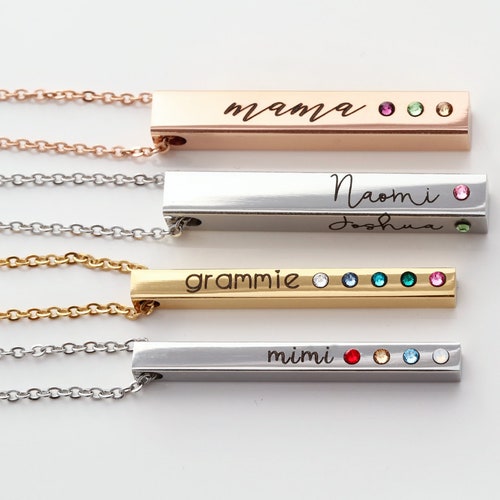Birthstone Bar Necklace / Mother's Day 