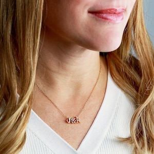 May include: A gold necklace with a delicate chain and a pendant featuring the letters "S&K" in a cursive font.