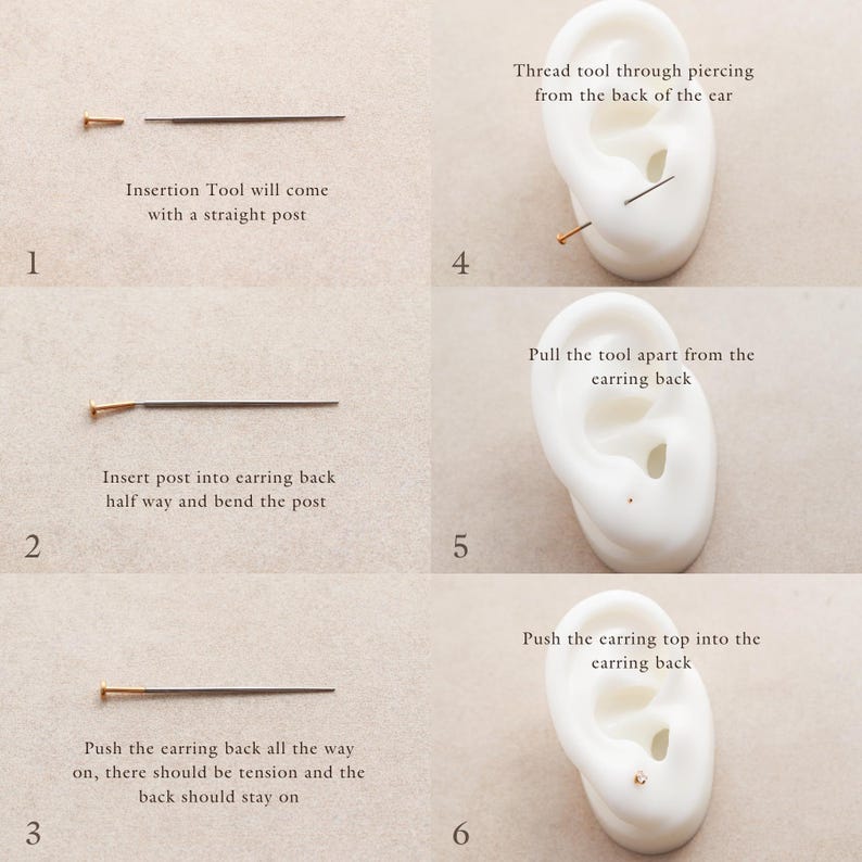 Titanium Insertion Tool Flat Back Insertion Tool, Threadless Push Pin, Flat Back Earrings, Hypoallergenic, 18 Gauge Insertion Guide FEXI image 2
