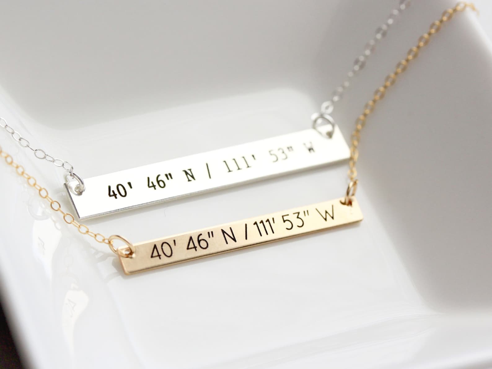 Coordinates Necklace Personalized Bar Necklace Coordinate Etsy
