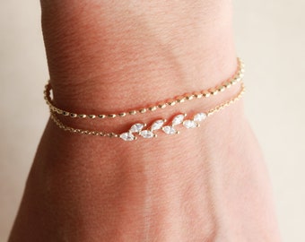 Bracelet Gift Set: Dainty Gold Layered Bracelets - Bridal Jewelry Bridesmaid Gift, Adjustable Fit PAVI