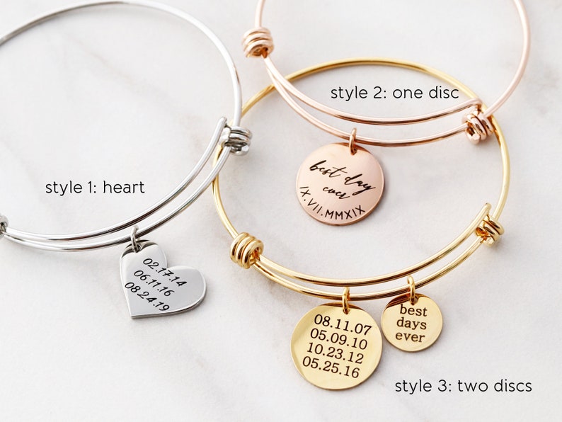 Date Bangle Bracelet Date Bracelet Wedding Date Bangle Anniversary Date Bracelet Bridesmaid Gift Personalized Gift 19 13 SLD image 4