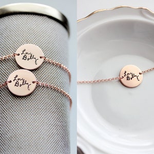 Handwriting Disc Bracelet Engraved Signature Bracelet Gold Handwriting Bracelet Custom Bracelet Signature Handwriting Bracelet HND image 2