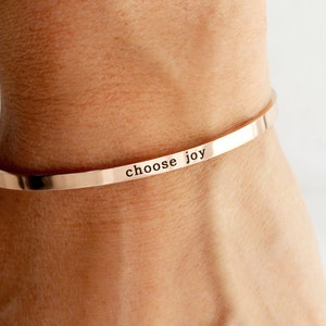 Personalized Stacking Bracelet Layering Bracelet Personalized Bracelet Engraved Cuff Custom Engraving Gift for Her Skinny ECB image 5