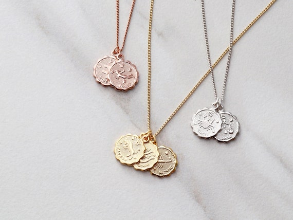 Zodiac Coin Necklace Family Zodiac Necklace Scorpio Zodiac Necklace Leo Necklace Libra Necklace Zodiac Virgo Necklace ZODC Etsy Australia