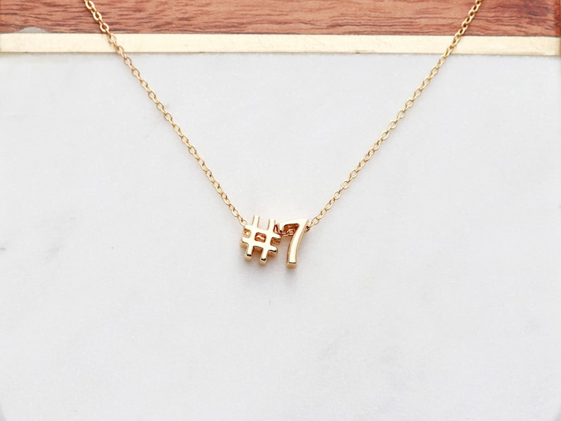 Number Charm Necklace Personalized Number Gift for mom friend wife kids Team Number Anniversary Date Favorite Number Lucky Gold NUM image 3