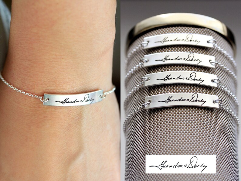engraved handwriting bracelets