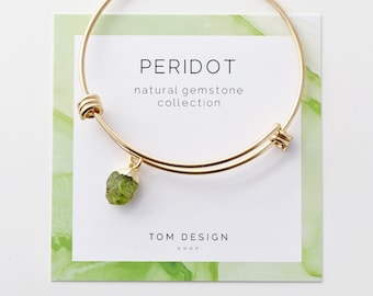 Peridot Bracelet / Peridot Bangle Bracelet / Natural Peridot / August Birthday Gift / Gift for Her / Bridesmaid Gift / Gem Bracelet GEM