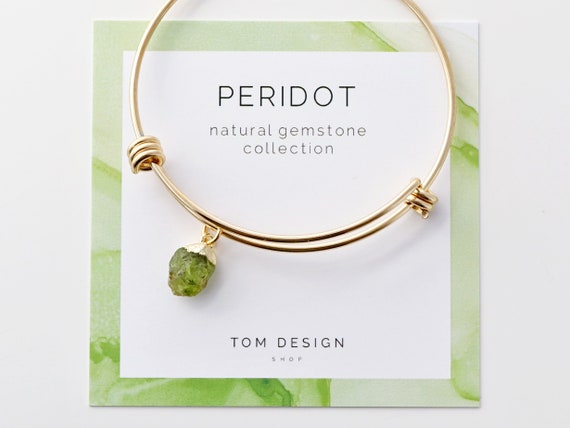 Peridot Bracelet in Gold   August Birthstone  16nd anniversary gemstone gift  Gift for Her  Gift for Him