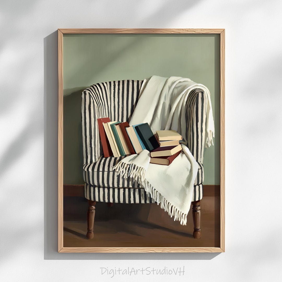 Cottagecore Reading Cottagecore Reading Nook Print – Vintage Armchair, Books (digital ...