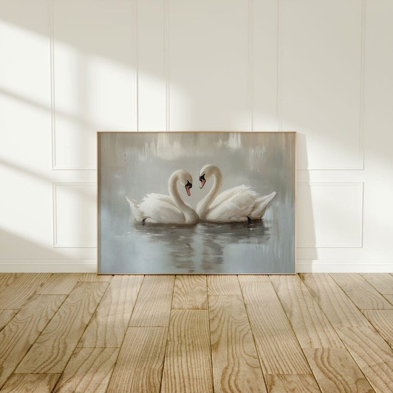 Vintage Swan Art | Vintage Painting | White Swan Art | PRINTABLE ...