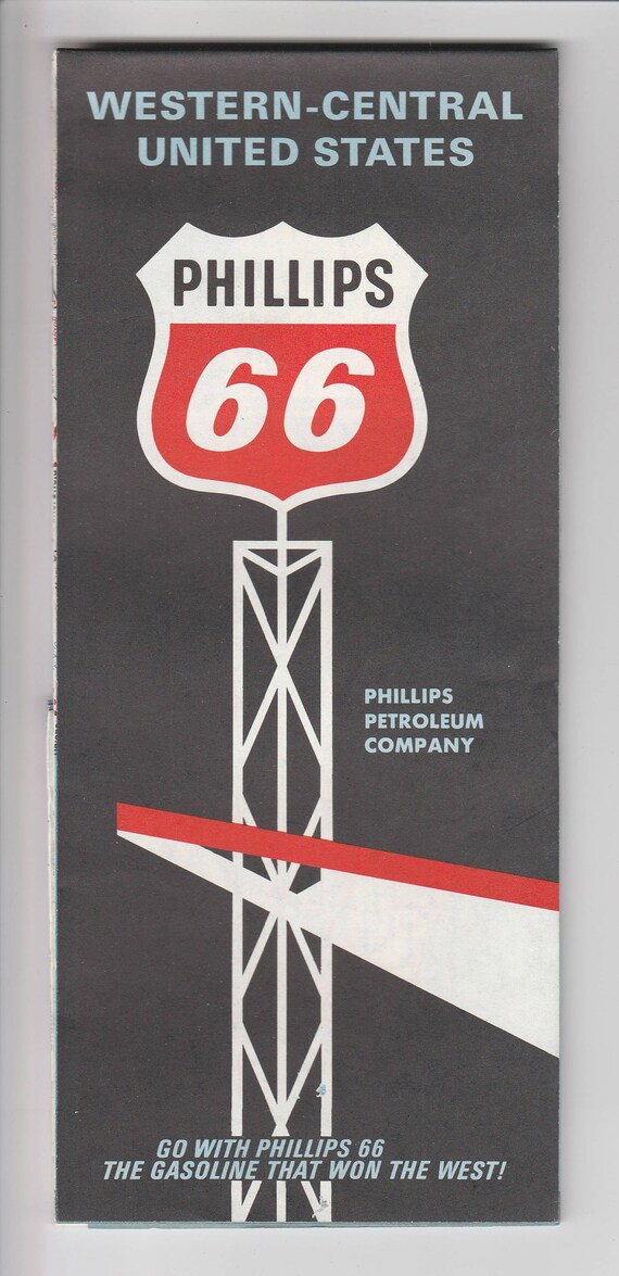Phillips 66 Map of Central United States road map 1966 Etsy