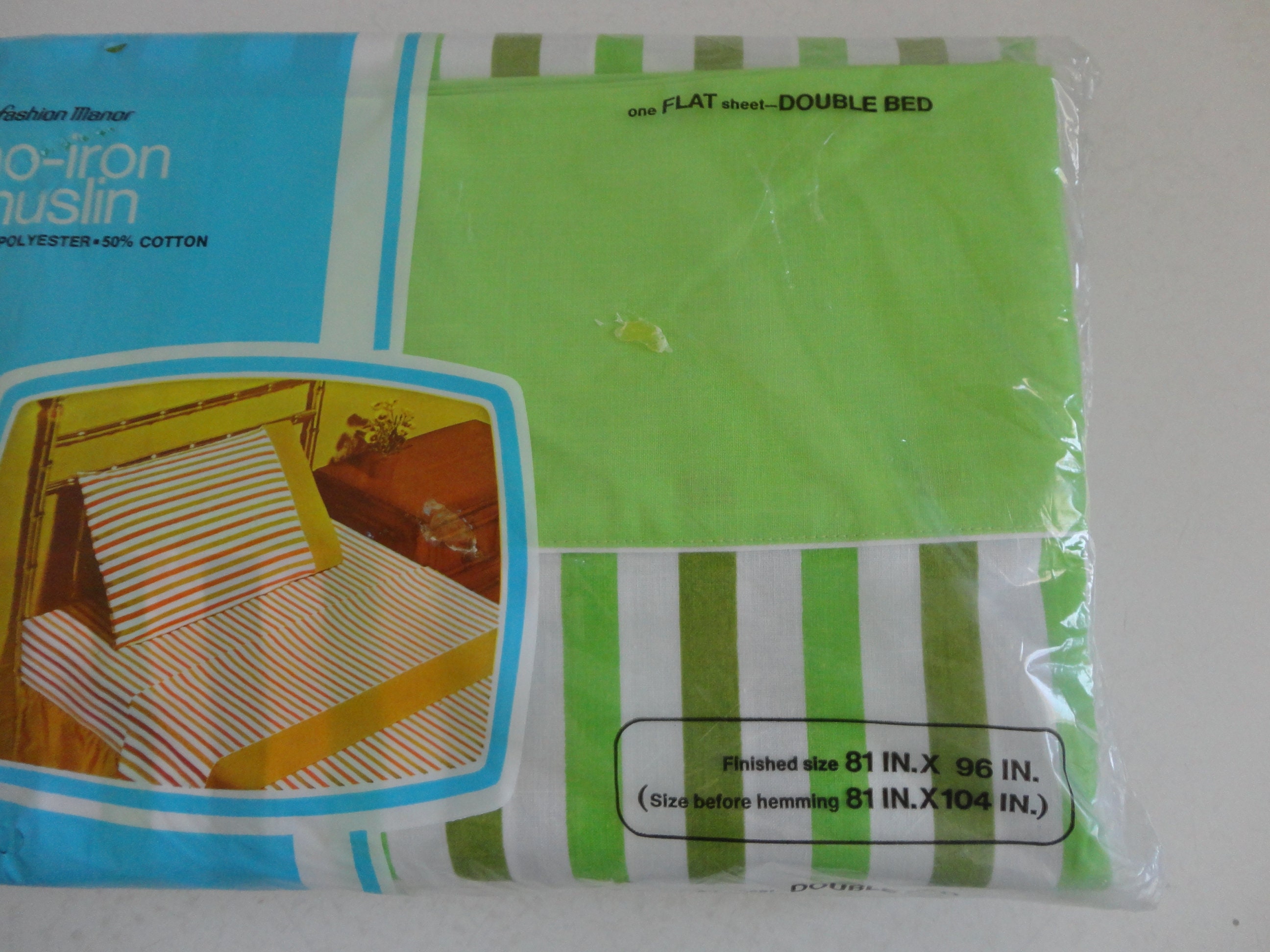 Bedding NOS Muslin Cotton Flat Sheet White Full/Double 81x108 NationWide Vintage Home & Living