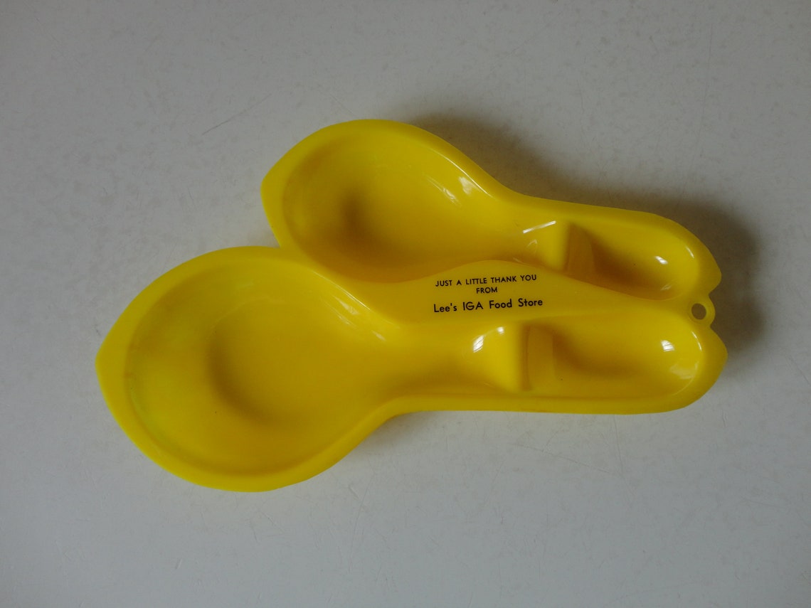 VINTAGE Yellow Plastic Double SPOON REST Vtg Advertising Etsy