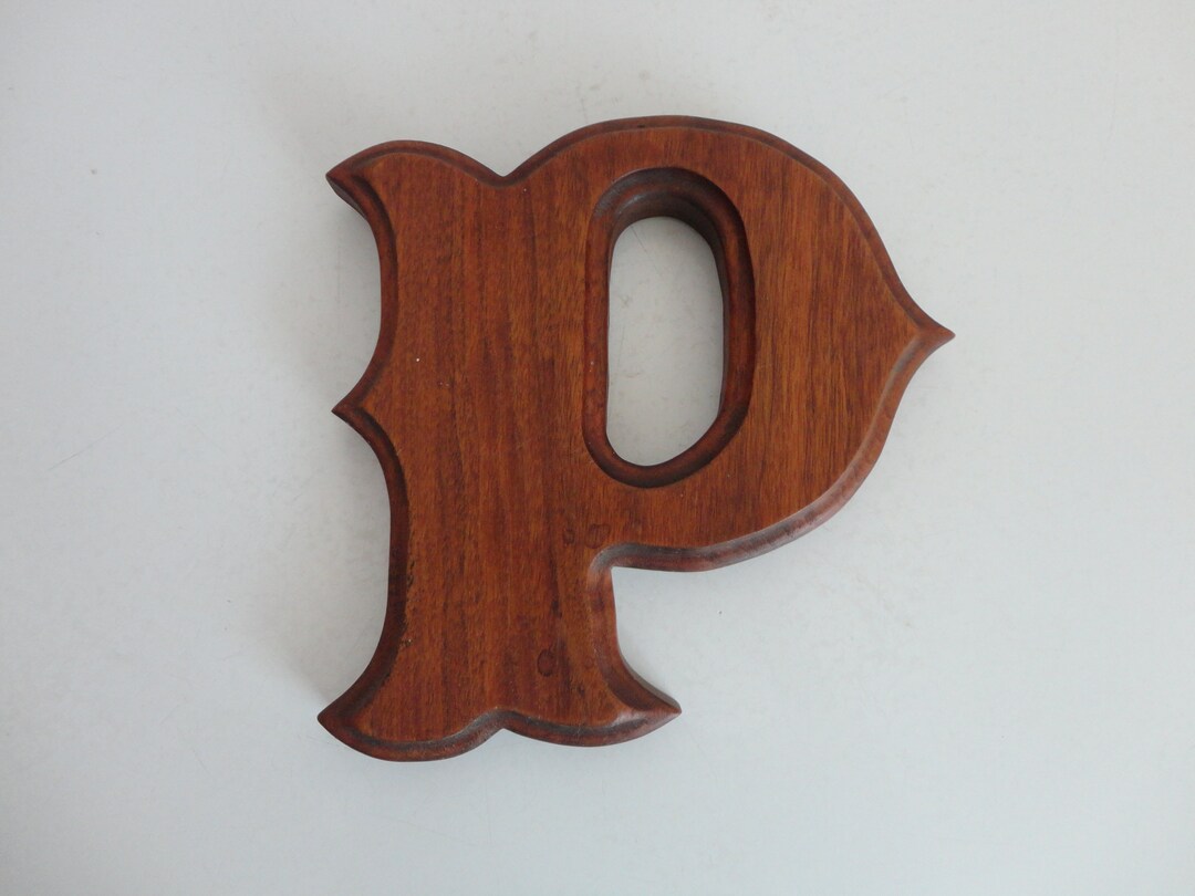 VINTAGE Handcrafted Wood Letter P Wall DECOR P Name Decor Gift for P Name Wood Wall Hanging P