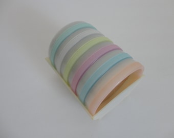 VINTAGE tupperware wagon wheel COASTER SET - pastel rainbow kitchen | dining decor - colorful home decor - please read description