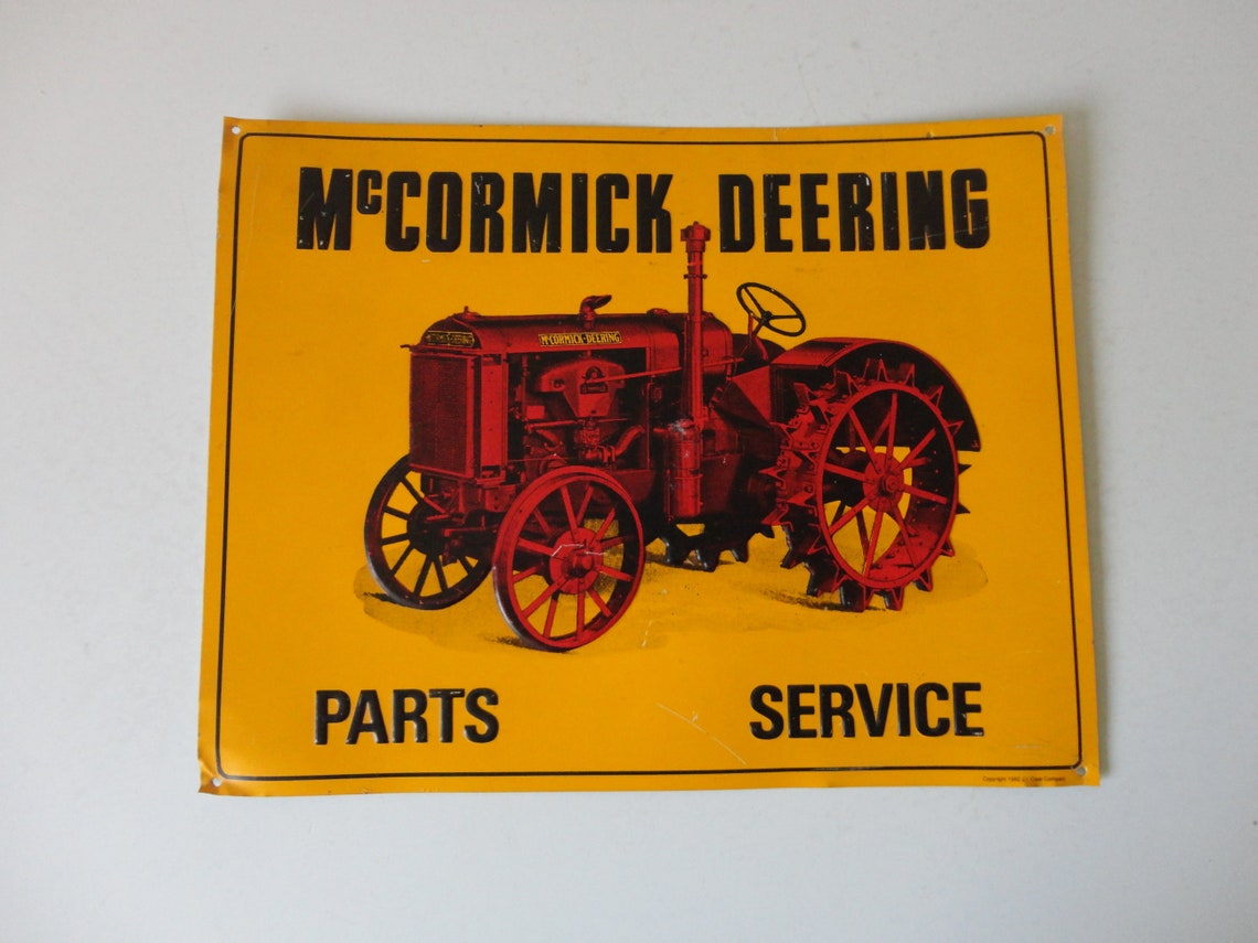VINTAGE metal TRACTOR SIGN McCormick Deering Parts Service Etsy