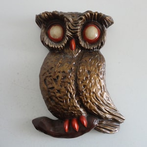 VINTAGE 1974 ceramic OWL wall DECOR - owl wall hanging - 1970s owl wall decor - vintage owl decor - retro hippie owl - as found