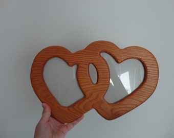 VINTAGE handmade wooden HEARTS picture FRAME - heart | love wall decor - wedding | housewarming gift - please read description