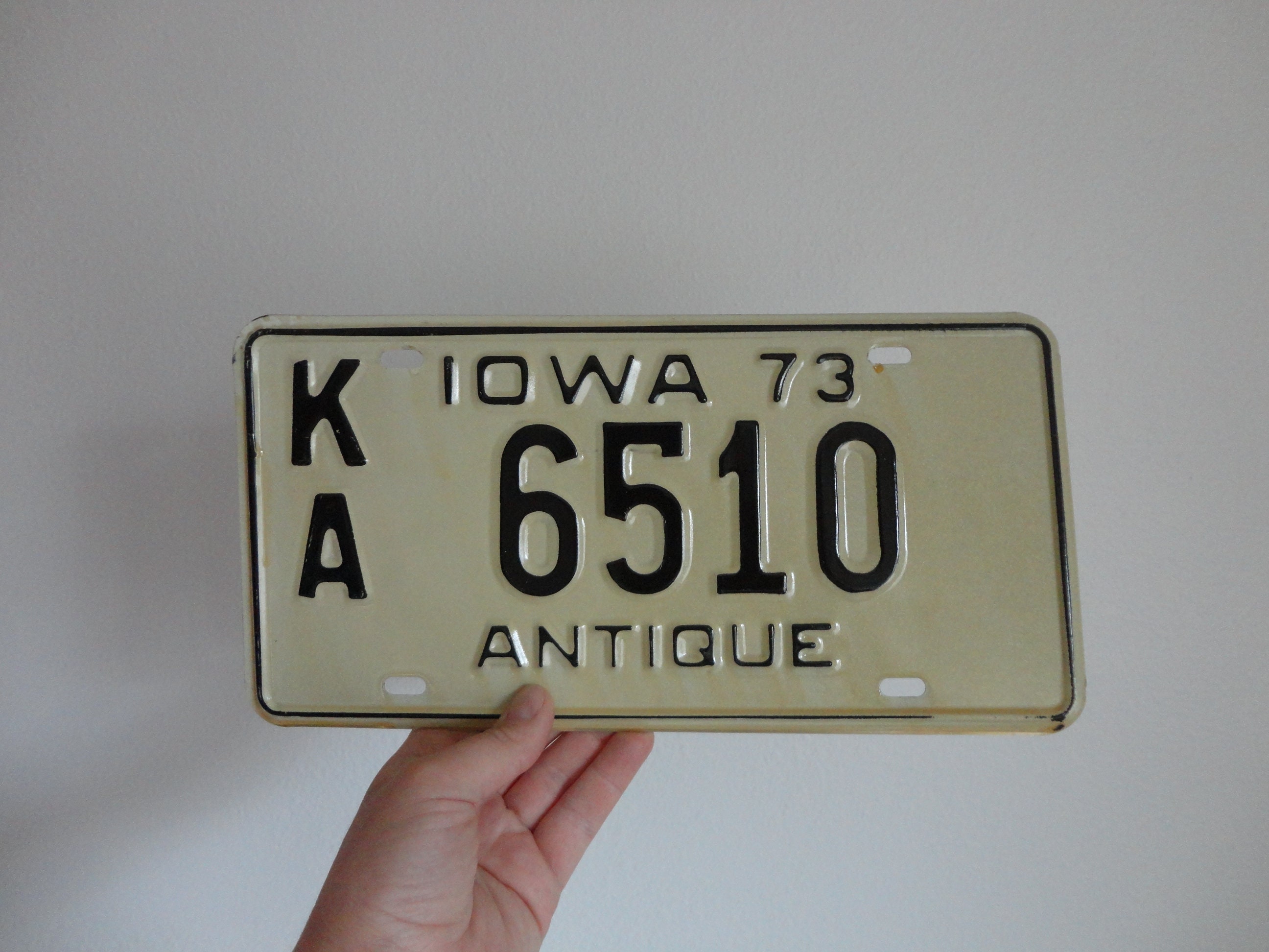 VINTAGE 1973 White and Black IOWA License PLATE 1970s Iowa Etsy