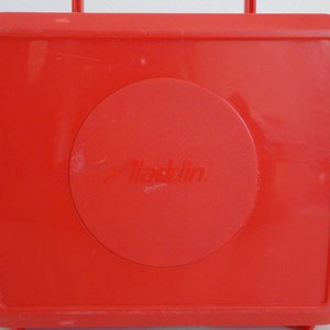 VINTAGE 80s red plastic ALADDIN LUNCHBOX lazer tag c 1986 Worlds of Wonder, Inc. 1980s 80s memorabilia missing thermos as found image 4