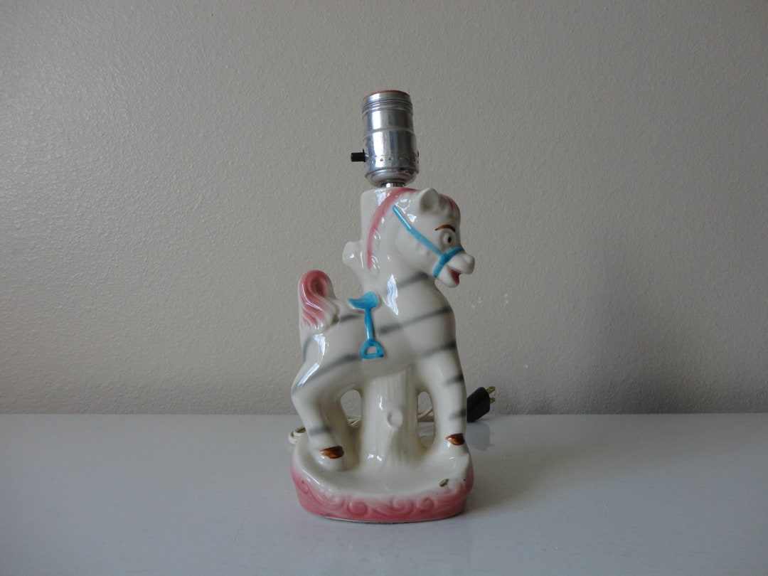 VINTAGE Mid Century Ceramic ZEBRA LAMP Kids Room Lamp Nursery Lamp