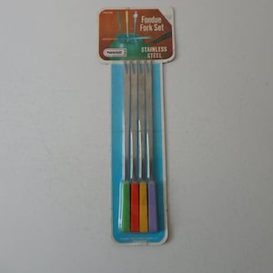 VINTAGE set of 4 nos in original packaging FONDUE FORKS - nevco stainless steel japan fondue fork set - 1968 fondue fork set