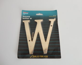 VINTAGE house LETTER W - polished solid brass - nos in original package - (c) 1991 national mfg co - monogram letter W - please read listing