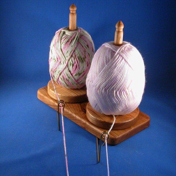 Cherry Twin Yarn Holder - Natural Wax Finish