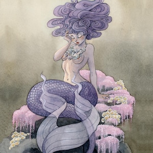 Lavender Mermaid print - 8 x 10&quot; or 11 x 14