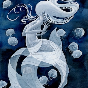 Jellyfish Mermaid print - 8x10 or 11x14
