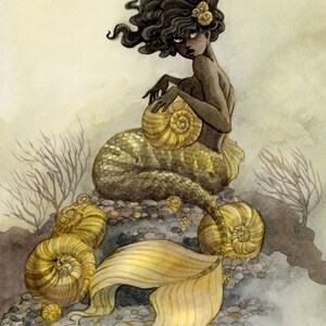 Sea Snail Mermaid - 8x10 print or 11x14