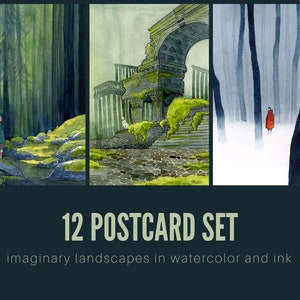 SALE Landscapes postcard set, Other Places, set of 12 cards image 1