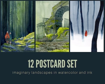 SALE! Landscapes postcard set, Other Places, set of 12 cards