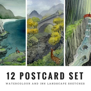 SALE! Landscapes postcard set, 4x6 inches, set of 12 cards