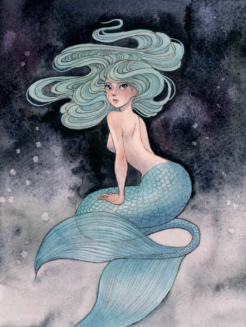 Blue Mermaid 8x10 print image 1