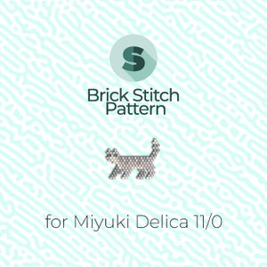 Grey Cat Brick Stitch Pattern and Peyote Pattern - for Miyuki Seed Beads 11/0