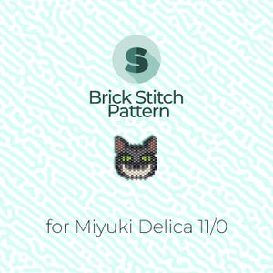Spooky Smiling Cat Brick Stitch Pattern and Peyote Pattern - for Miyuki Seed Beads 11/0