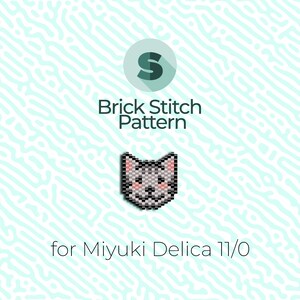 Grey Cat Brick Stitch Pattern and Peyote Pattern - for Miyuki Seed Beads 11/0